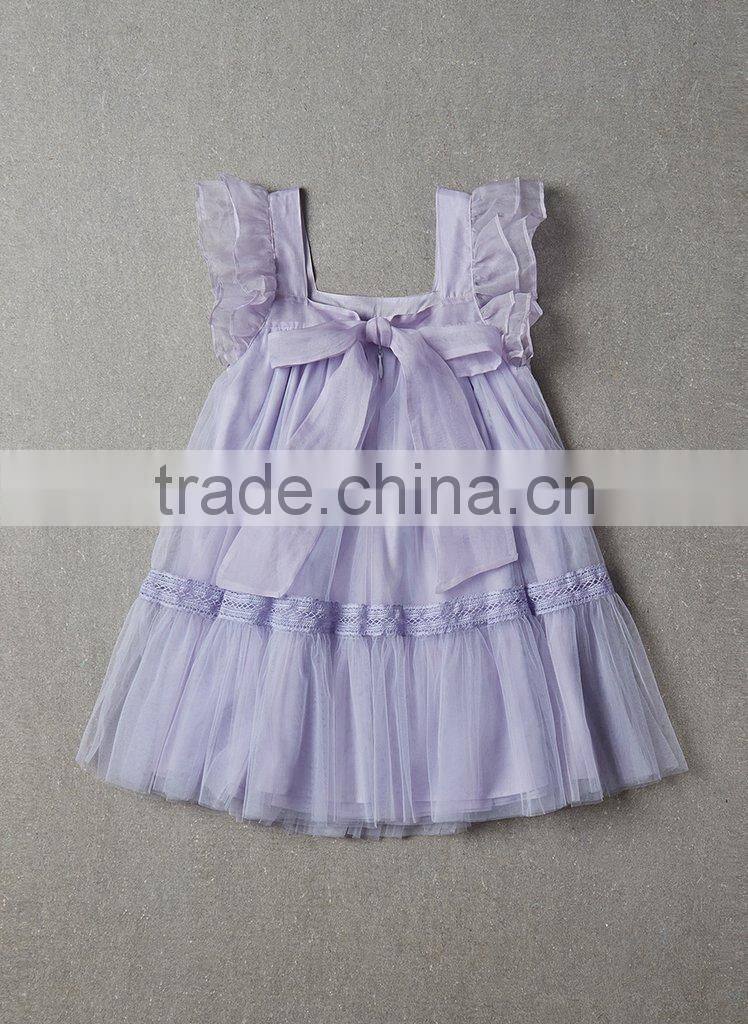 Purple Lace Children Frocks Designs Baby Clothes Flower Girls Princess Wedding Party Dresses