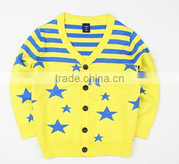 custom OEM beautiful stripe stars boys varsity cardigan sweater