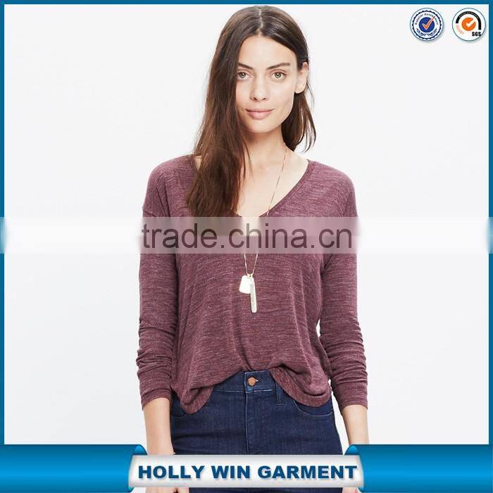 Women t shirt that extra-soft feel long-sleeve v-neck tee