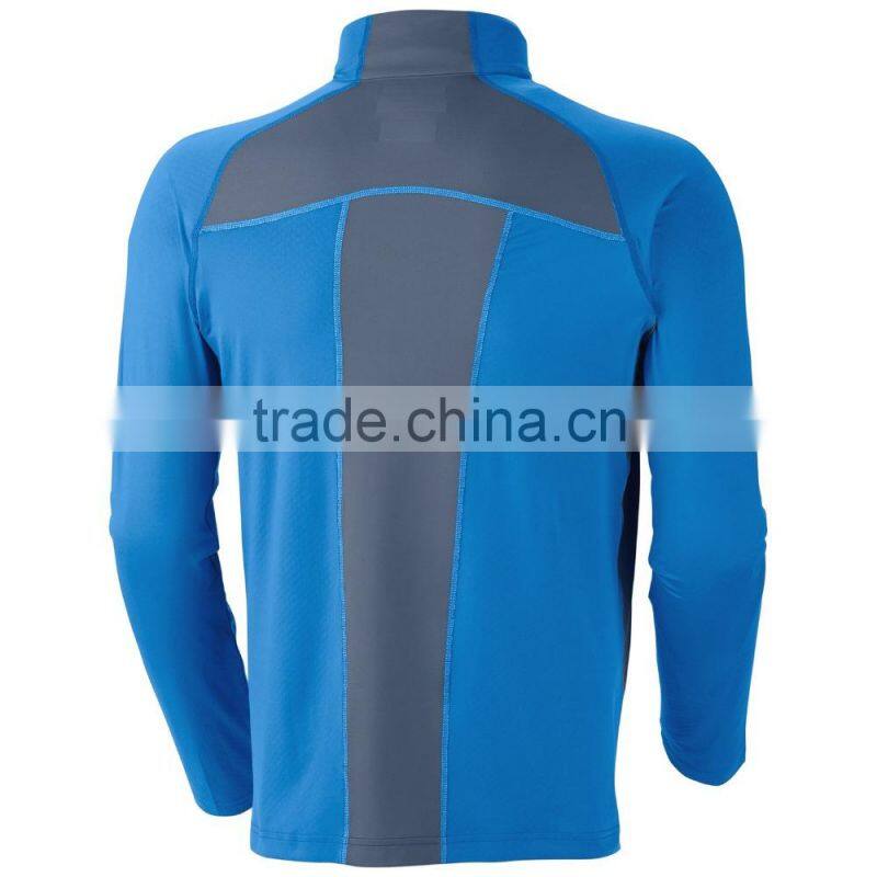 waterproof breathable long sleeve man t-shirt with zip collar