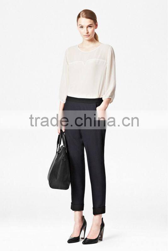 Ladies Round Neck Pure Silk Blouse