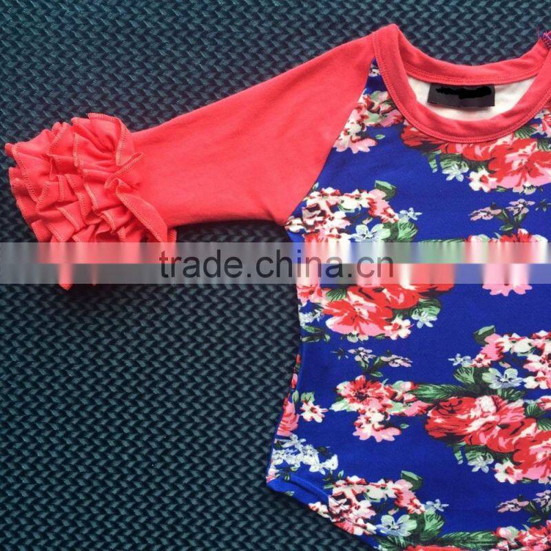 women fall clothings , women shirt , women floral raglan YW-00379
