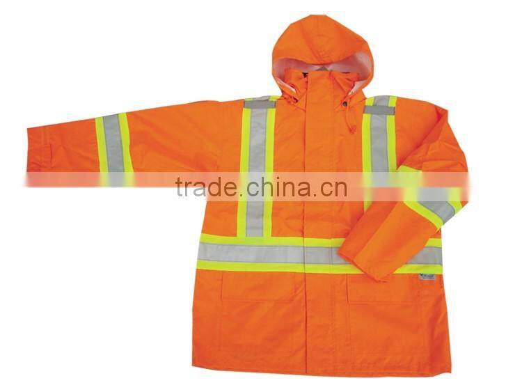 Wholesale high visibility waterproof jacket with PU coating waterproof in 2000mm