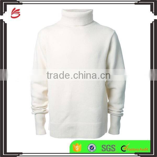 Wholesale Custom Winter/Autumn Cream High Neck Men Woolen Sweater Design