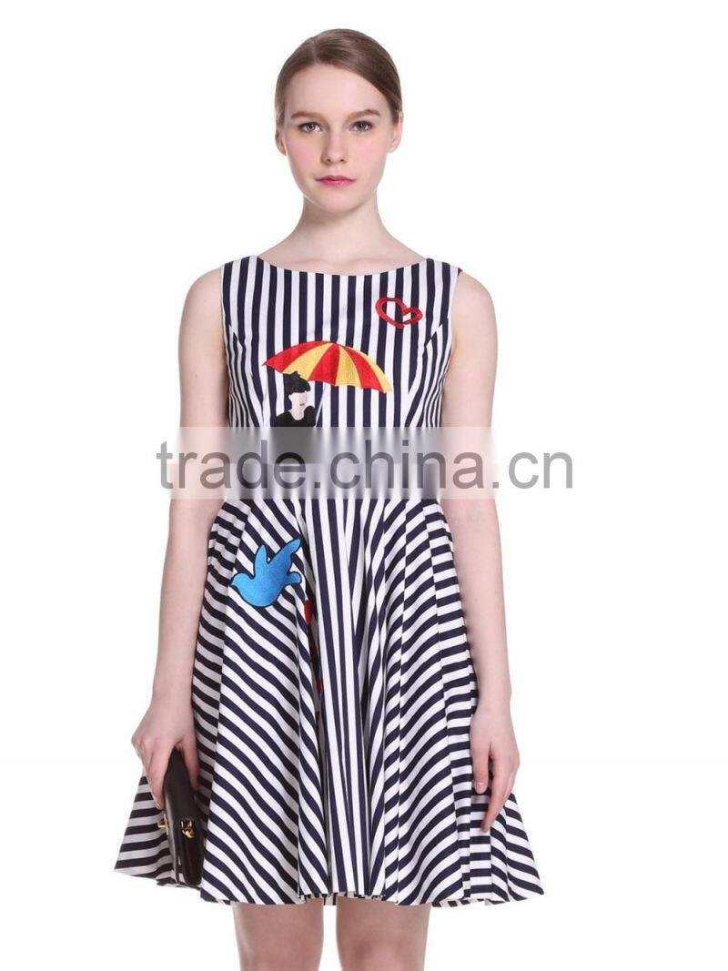 Gilrs 100% cotton sleeveless embroidered dress