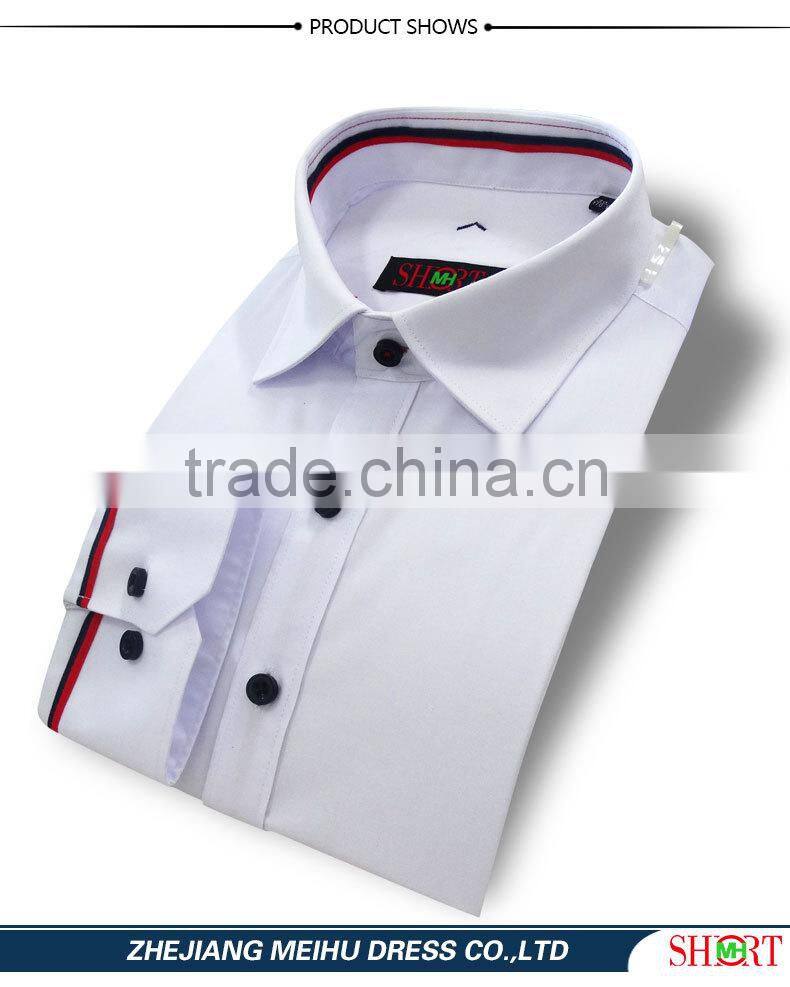 2017 men's white dress formal shirts with contrast color on collar and cuff