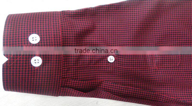 button down collar long sleeve gingham causal men shirt 100% cotton