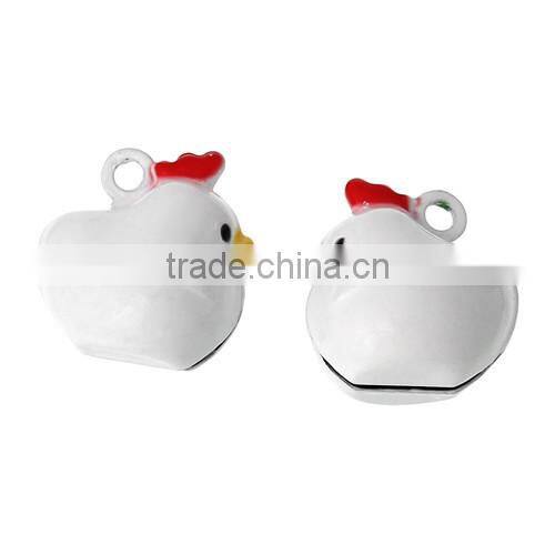 Copper Charm Pendants Christmas Ornament Chicken Bell White 18.0mmx17.0mm
