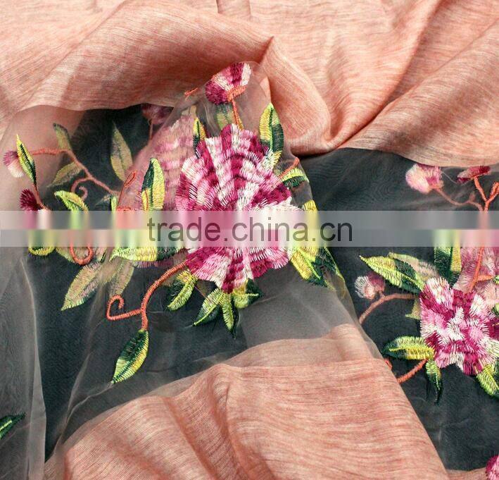 2017 High Quality women Flower embroidered silk scarf