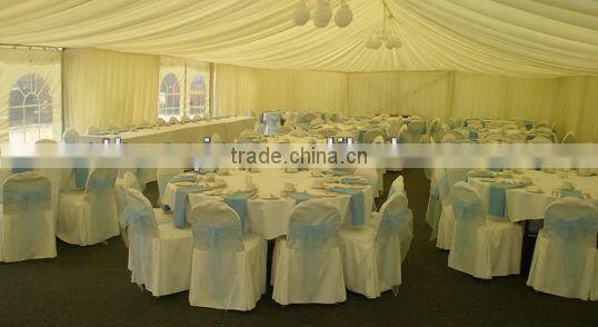 Polyester banquet chair cover with lamour satin sash