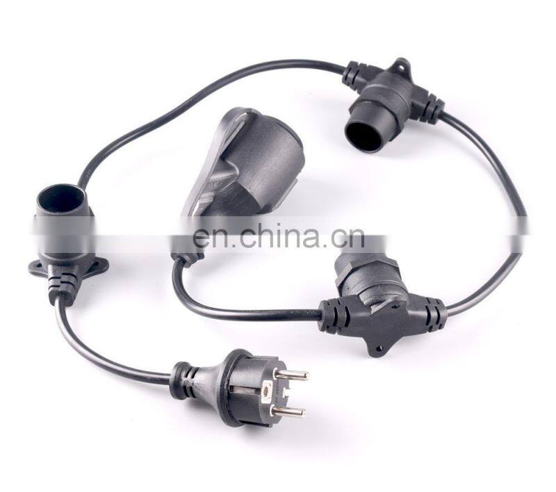 Extension cord with string lights for holiday decoration with colorful bulbs