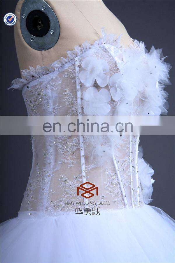 summer Sexy SHMY-W0045 See Through Tulle Layered Short Front Long Back Sequined Lace Wedding Dresses