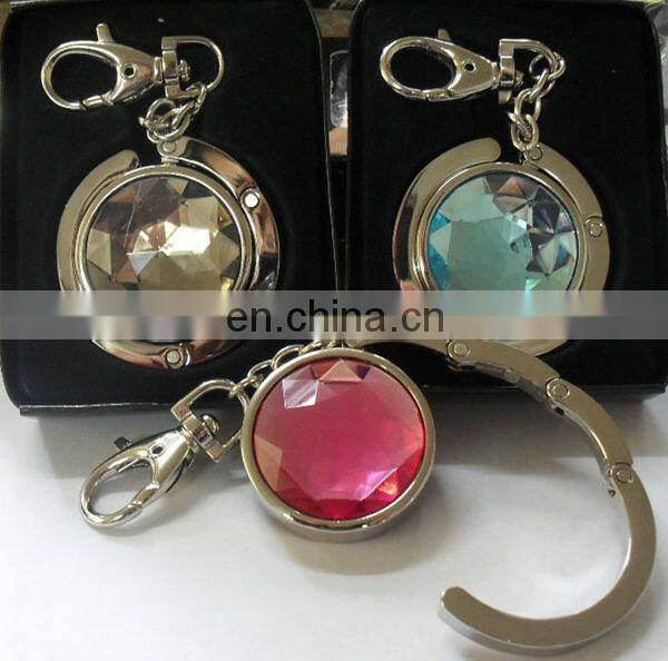 Free sample crystal stone folding purse bag hook handbag hanger