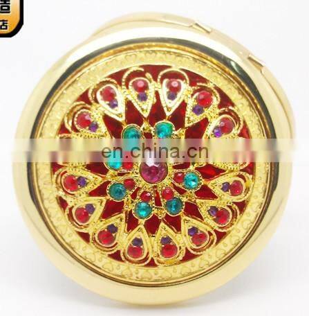 flower decoration gold metal make-up mirror