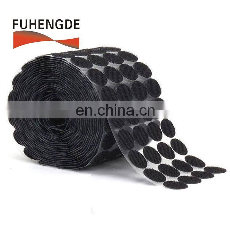 good quality 10mm 20mm 25mm diameter sticky back hook loop dots roll