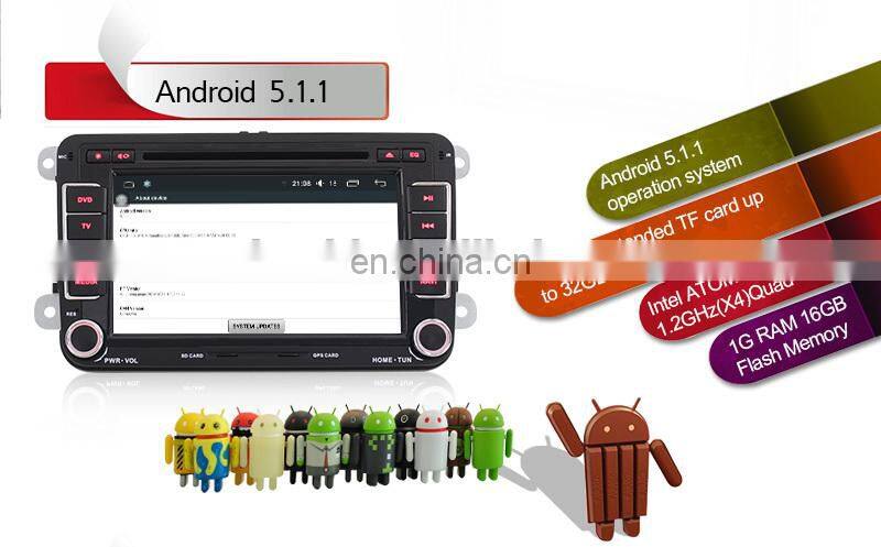7 Inch Android 5.1 digital touch button car Radio GPS Navigation for VW