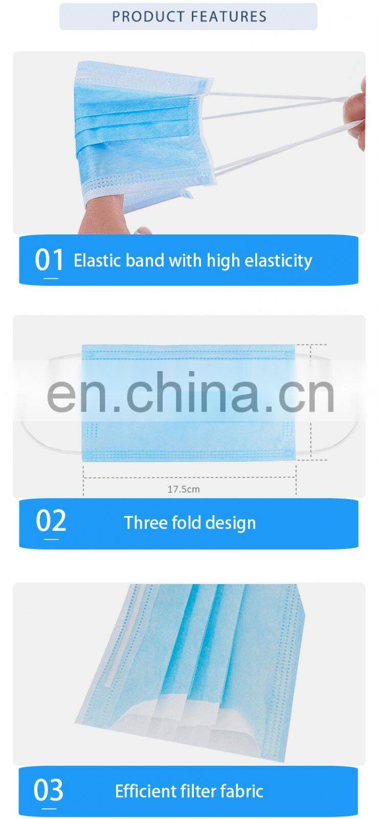Breathable Medical Face Mask High Comfortable Disposable Protective Mask With Box