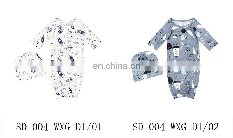 Newborn Baby Boy Gown Sleep Sack Soft Baby Boy Sleep Wrap Bag with hat suit Summer