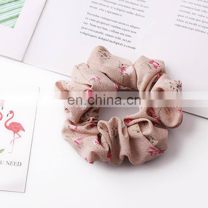 Vintage Hair Scrunchies Lady Crinkle Chiffon Scrunchie Women Flower Elastic Hair Bands Girls Headwear Floral Rubber Hair Tie