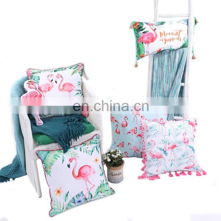 China supply custom high quality T-spun round shape flamingo toucan print pillow seat cushion
