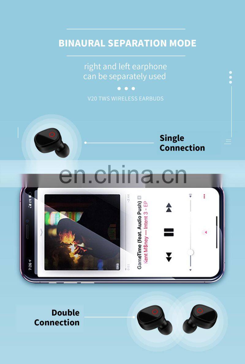 Handsfree TWS True Wireless Deep Bass Sports Earbuds Game Headset Hifi Sound Music Headphone Bluetooth 5.0 Earphone