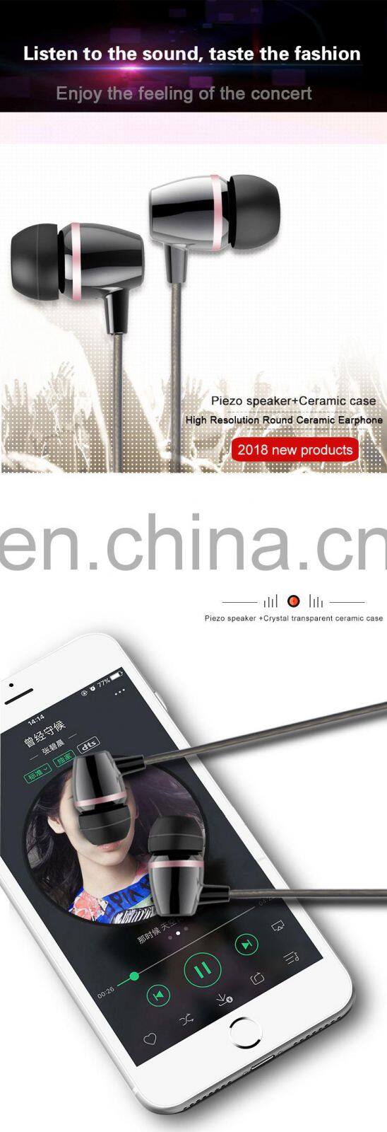 2021 ceramic good quality Headphone earphone in ear wired headset piezoelectric earbuds for Android phone