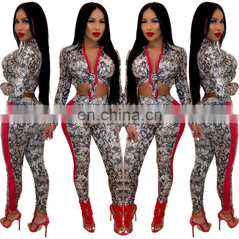 Wholesale custom women's suits Casual and comfortable Spring and Autumn Long sleeve Tie top Leggings Sexy suit