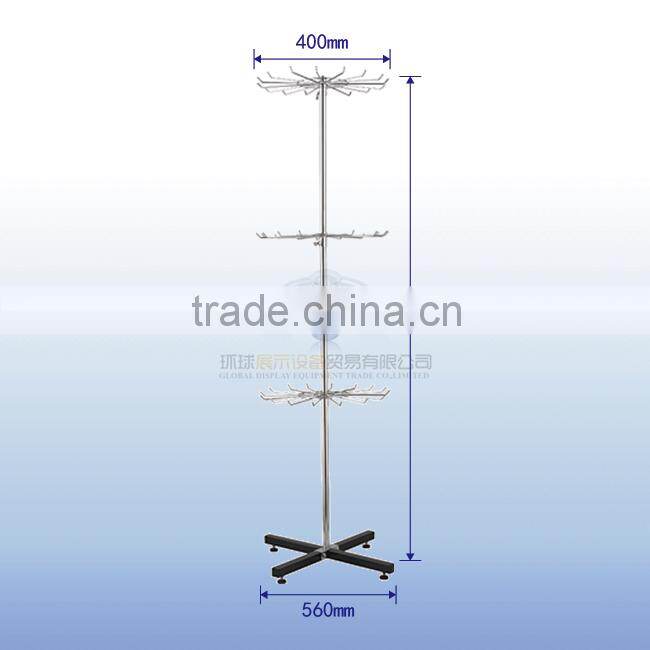 Metal rotating jewelry display stand with 3 tiers