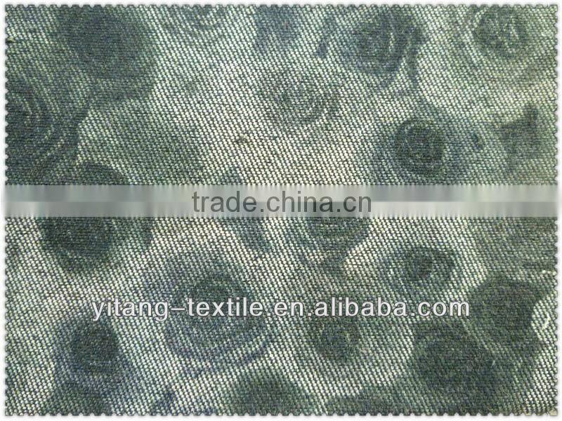 Rose printed denim fabric