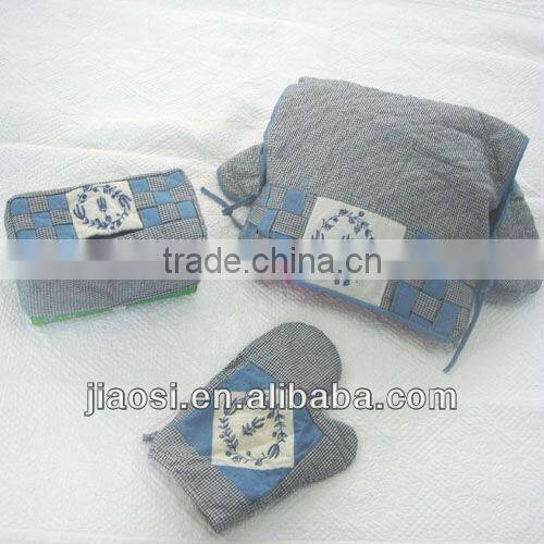 cotton fabric embroidery microwave oven glove cover & napkin holder cover