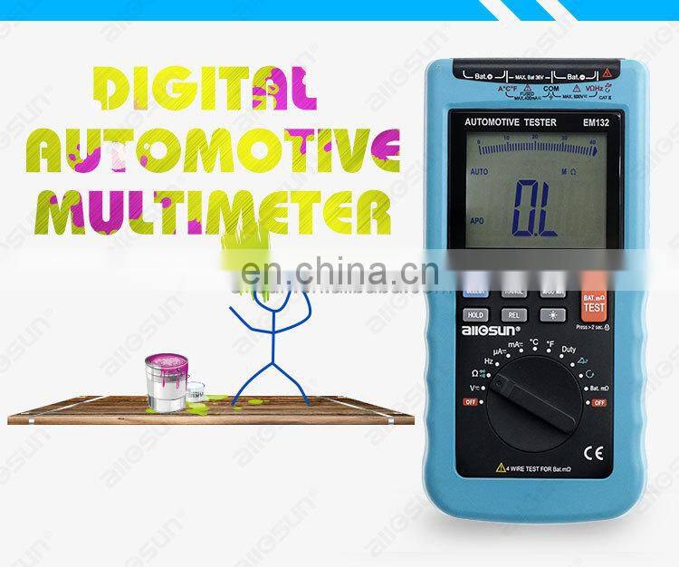 All-sun EM132 Automotive Multimeter Digital Auto Diagnosis Tacho Meter AC DC Amp Volt Ohm Temp Battery Tester Engine RPM