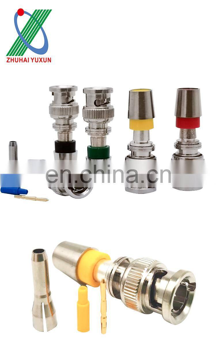Colorful Copper Pin Male Compression BNC Connector 75ohm Suitable For 1.5C-2V RG179 RGB Cable