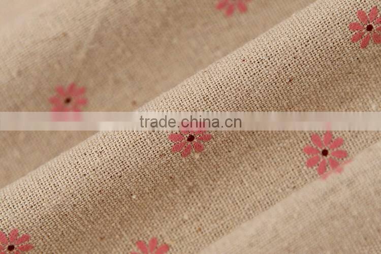 Linen Cotton Fabric 58"-60" width Beautiful Flower Printed Fabric For Table Cloth