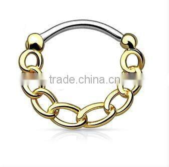 Chain 316L surgical steel septum clicker nose piercing Body Jewelry