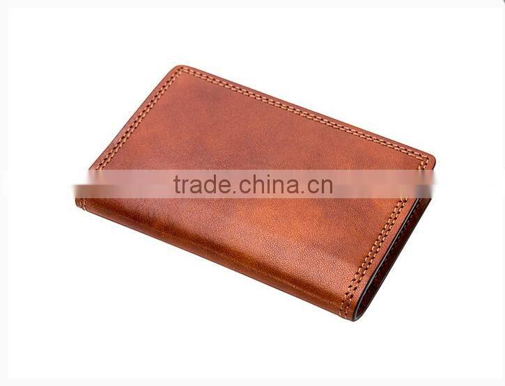 Factory customize Italian old leather card case RFID Blocking lining card pocket