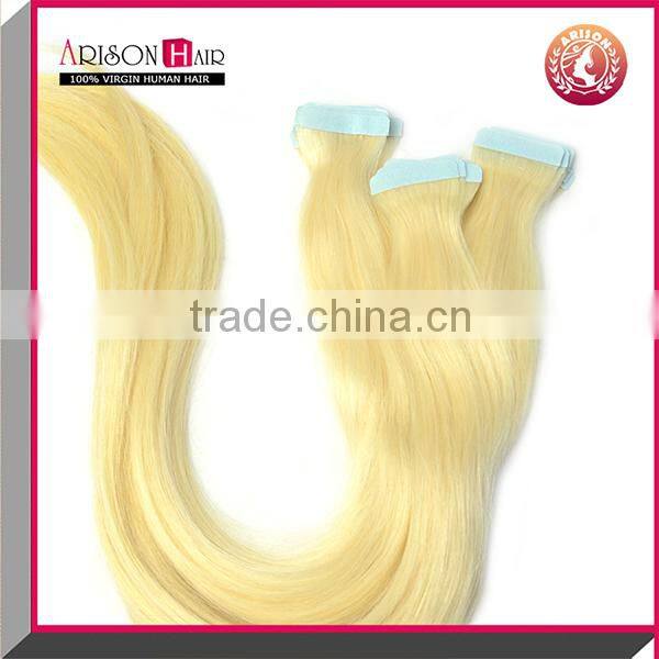 cheap tape hair extension seamless pu skin weft blonde virgin hair extension