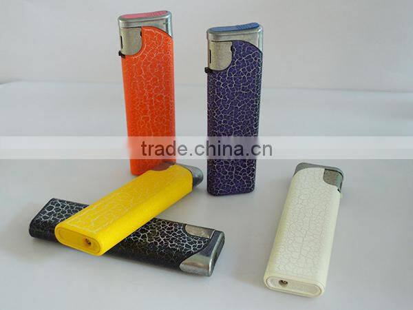 Leather surface piezo adjustable flame cigarette lighter cheap cigar smoking accessories