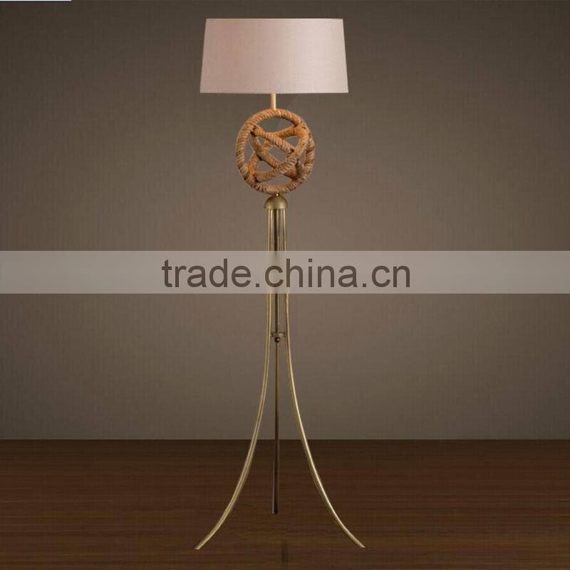 2016 New Style Simple Vintage Iron Hemp Rope Floor Lamp Model 8103-L1