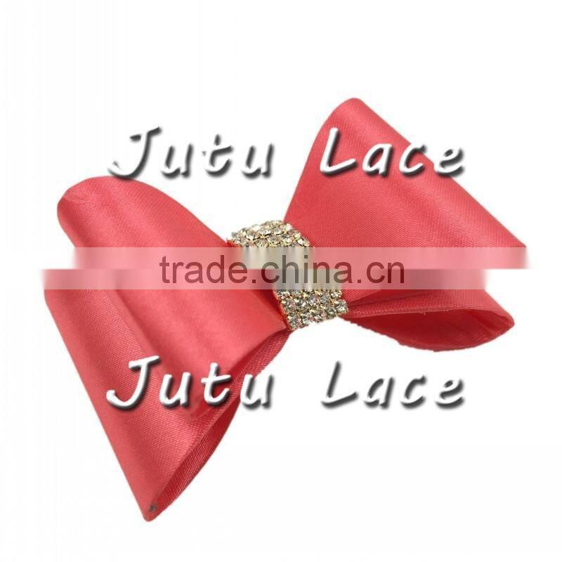 Hot selling fashion elegant shiny glitter crystal center teenage hair bows - 7cm big rhinestone center bowknots wholesale