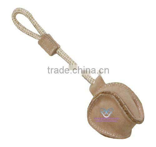 Suede Leather Dog Playing Tennis ball Camel