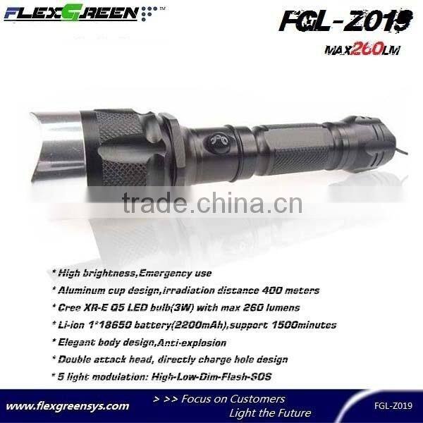 18650 battery charge base Q5 led torch