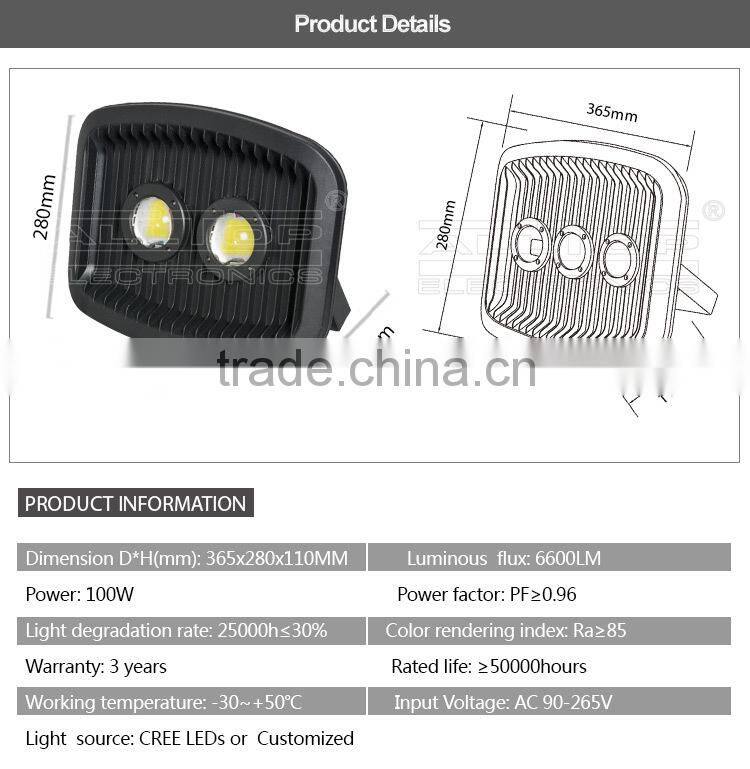 High lumen aluminum cob 100w ul led flood light