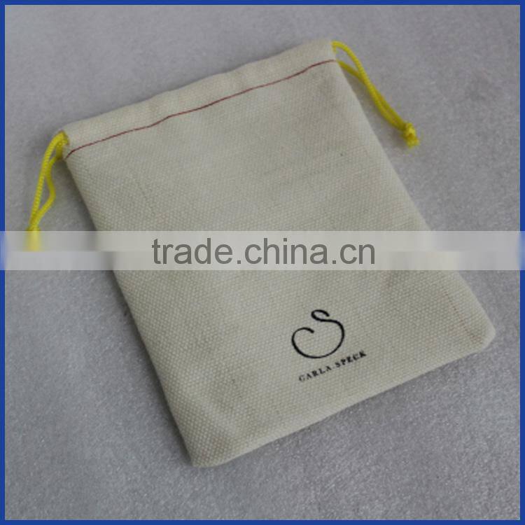 2015 10*14cm Cotton Pull String Pouch with lace