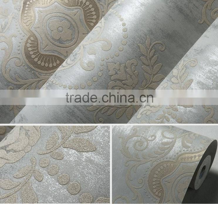 European home decorative non woven damask wallpaper
