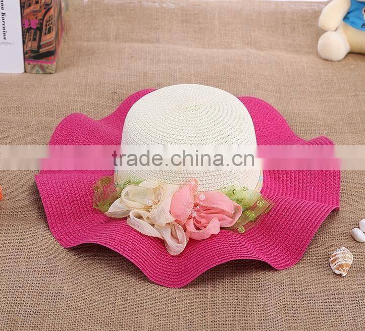 Promotion Ladies Flower Sombrero Hat,Straw Hat Beach Hat For Women