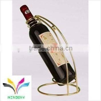 new design round style single wine bottle holder metal with handle