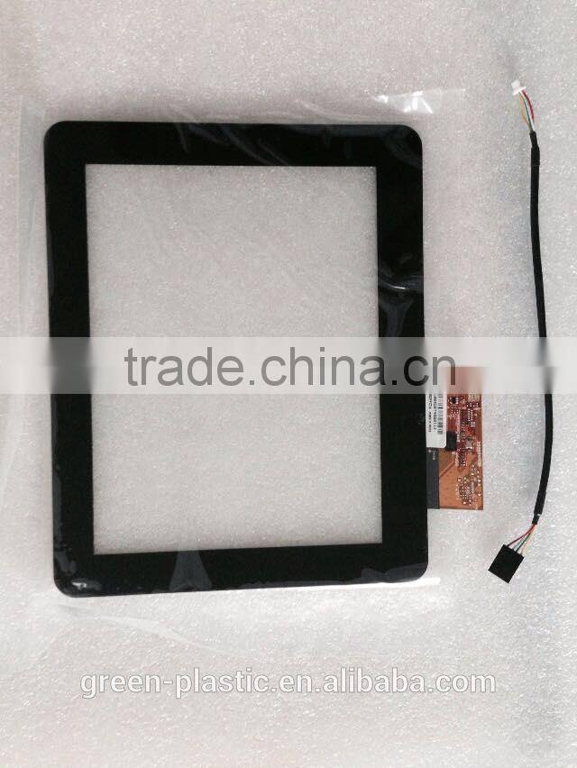 custom smaller demension 2.8"5",7",10.1" capacitive touch panel with printing white logo and some LED apertures