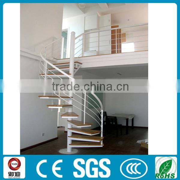 White Painting Steel Wood Used Spiral Staircase For Home and Shop
