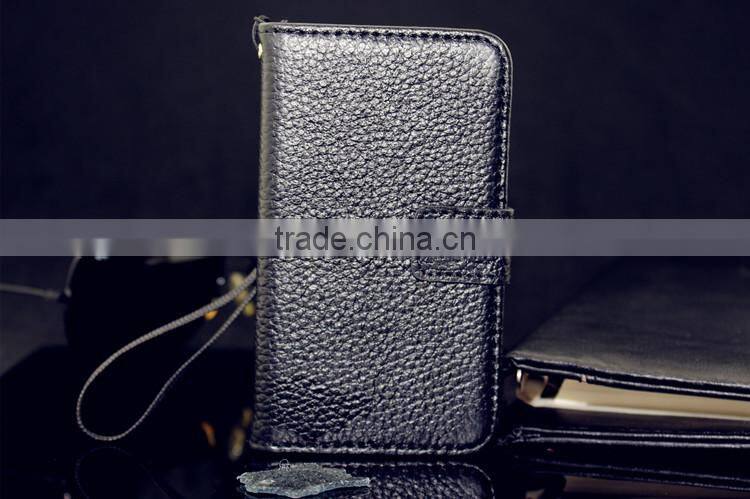 2014 newest Wallet style real leather for iphone 4 4s case
