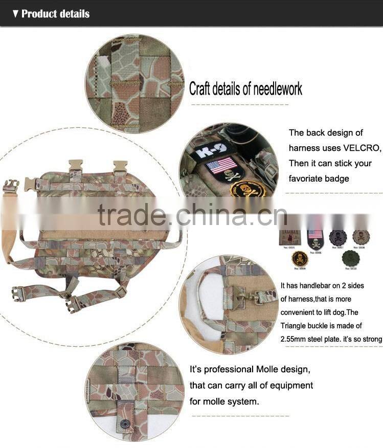 2016 professional molle design Army Dog vest comfortable wearing Dog vest with diferent sizes